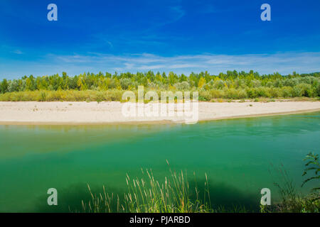 Bellissima natura, sabbia spiaggia sul fiume Drava in Medjimurje, Croazia Foto Stock