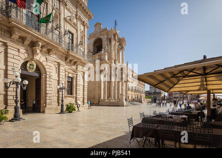 Siracusa, Italia - 14 ottobre 2014: Palazzo Beneventano del Bosco del Municipio, Palazzo italiano, isola di Sicilia Foto Stock