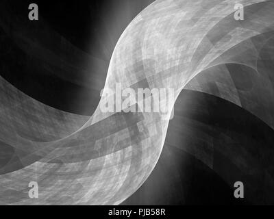 Tubo incandescente superficie nello spazio, , in bianco e nero, generato dal computer sfondo astratto, rendering 3D Foto Stock
