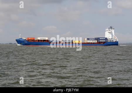 La nave portacontainer Pachuca visto nell'Humber Estuary Foto Stock