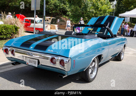 MATTHEWS, NC (USA) - 3 Settembre 2018: UN 1971 Chevy Chevelle SS automobile sul display alla XXVIII Matthews annuale riunione Auto & Moto Visualizza. Foto Stock