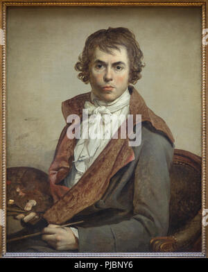 Self-portrait dal francese pittore neoclassico Jacques-Louis David (1794) sul display al museo del Louvre a Parigi, Francia. Foto Stock