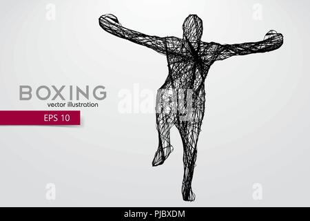 Boxer silhouette. Sfondo e Testo su uno strato separato, il colore può essere cambiato in un solo clic. Illustrazione Vettoriale