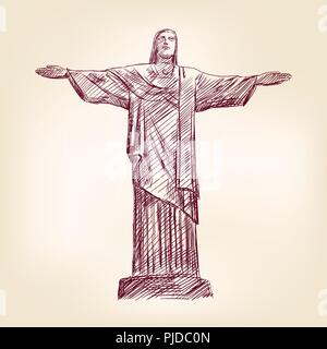 Statua di Gesù Cristo a Rio de Janeiro Illustrazione Vettoriale