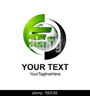 Lettera iniziale e il logo colorato modello argento sfera verde design per il business e l'identità aziendale Illustrazione Vettoriale