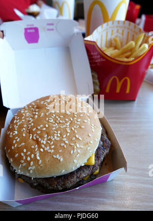 McDonald's Big Mac hamburger e patatine Foto Stock