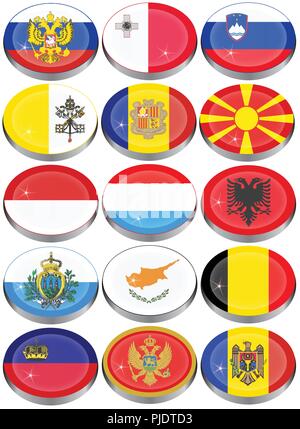 Set di icone. Bandiere dell'Europa. Illustrazione Vettoriale