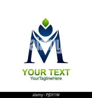 Lettera iniziale M modello logo colorato in blu verde design per il business e l'identità aziendale Illustrazione Vettoriale