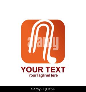Lettera iniziale N modello logo colorato di arancione design quadrato per il business e l'identità aziendale Illustrazione Vettoriale