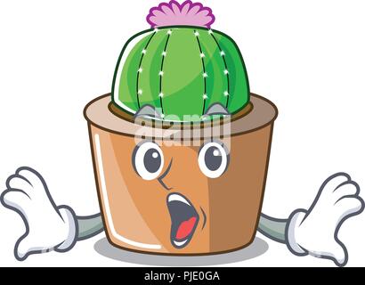 Sorpreso cartoon star cactus nel vaso di fiori Illustrazione Vettoriale