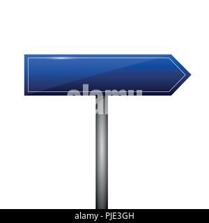 Bianco blu direzione segno signpost freccia destra illustrazione vettoriale EPS10 Illustrazione Vettoriale