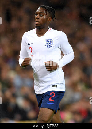 Inghilterra U21's Aaron Bissaka Wan durante UEFA EURO U21 2019 qualifica, gruppo quattro corrispondono a Carrow Road, Norwich. Foto Stock