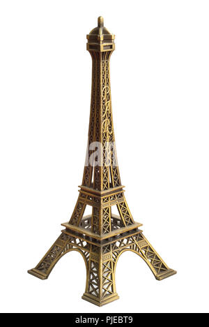 Souvenir Torre Eiffel isolati su sfondo bianco Foto Stock