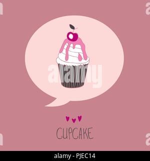 Bella bella yummy cartoon cupcake Illustrazione Vettoriale
