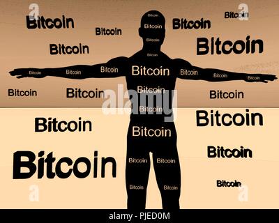 Monete di bit il denaro di oggi e del futuro. Foto Stock