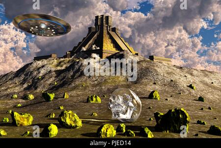 Il teschio di cristallo e antichi alieni. Foto Stock