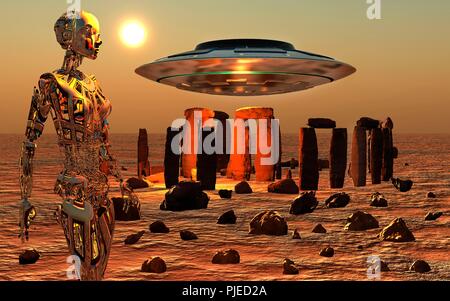 Cerchio di pietra sulla superficie di Marte. Foto Stock