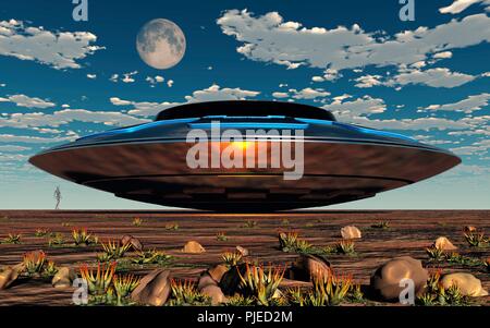 Un alieno UFO Landing Site Foto Stock