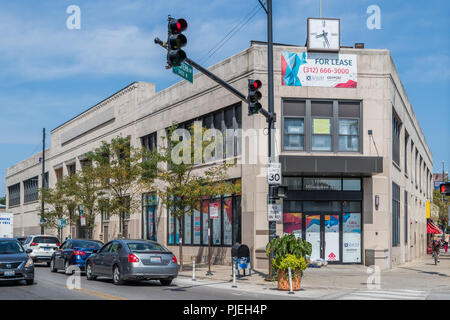 Periferiche storico edificio della banca in la zona del Wicker Park Foto Stock