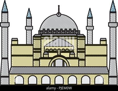 Doodle medieval Taj Mahal in india architettura Illustrazione Vettoriale