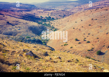 Vista dalla scogliera Arbel. La Galilea, Israele Foto Stock