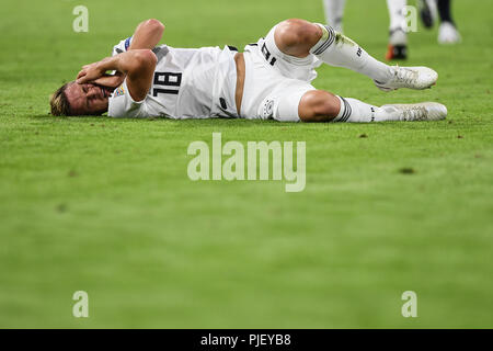 Monaco di Baviera, Deutschland. 06 Sep, 2018. Joshua Kimmich feriti a massa GES/calcio/UEFA lega delle nazioni, 2018/19, 1. giornata: Germania - Francia, 06.09.2018 Calcio/Nazioni League: Germania vs Francia, Monaco di Baviera settembre 6, 2018 Credit: dpa/Alamy Live News Foto Stock