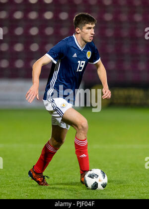 Tynecastle Park, Edinburgh, Regno Unito. 6 Sep, 2018. Sotto 21 al Campionato Europeo di calcio, Scozia U21 versus Andorra U21; Ryan Williamson of Scotland Credit: Azione Plus sport/Alamy Live News Foto Stock