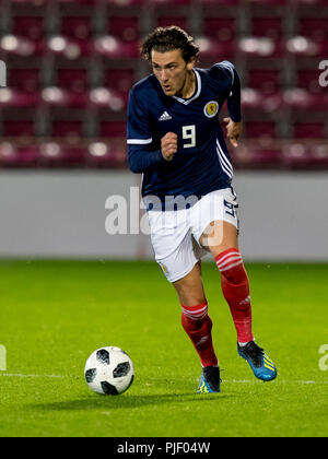 Tynecastle Park, Edinburgh, Regno Unito. 6 Sep, 2018. Sotto 21 al Campionato Europeo di calcio, Scozia U21 versus Andorra U21; Fraser Hornby di Scotland Credit: Azione Plus sport/Alamy Live News Foto Stock