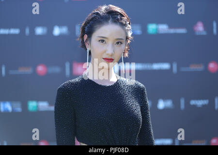 (180906) -- VENEZIA, Sett. 6, 2018 (Xinhua) -- attrice Xu Fangyi assiste il photocall del film 'tre avventure di Brooke' durante il settantacinquesimo Venice International Film Festival di Venezia, Italia, Settembre 6, 2018. (Xinhua/Cheng Tingting) Foto Stock