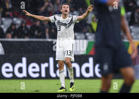 Monaco di Baviera, Deutschland. 06 Sep, 2018. Thomas Mueller (Germania) GES/calcio/UEFA lega delle nazioni, 2018/19, 1. giornata: Germania - Francia, 06.09.2018 Calcio/Nazioni League: Germania vs Francia, Monaco di Baviera settembre 6, 2018 | Utilizzo di credito in tutto il mondo: dpa/Alamy Live News Foto Stock