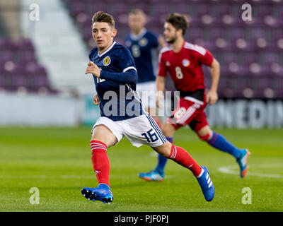 Tynecastle Park, Edinburgh, Regno Unito. 6 Sep, 2018. Sotto 21 al Campionato Europeo di calcio, Scozia U21 versus Andorra U21; Billy Gilmour of Scotland Credit: Azione Plus sport/Alamy Live News Foto Stock