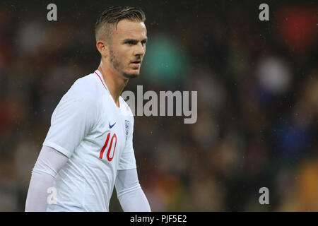 Norwich, Regno Unito. Il 6 settembre 2018. James Maddison dell Inghilterra U21 - Inghilterra U-21 v Paesi Bassi U-21, la UEFA Europei Under-21 qualificatore del campionato, Carrow Road, Norwich - 6 settembre 2018 Credit: Richard Calver/Alamy Live News Foto Stock