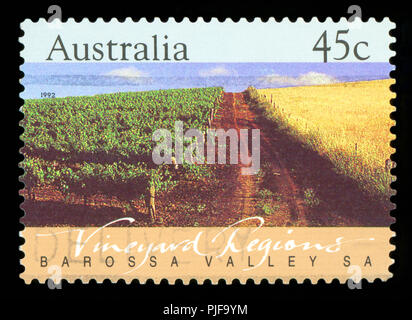 AUSTRALIA - circa 1992: un timbro stampato in Australia mostra la Barossa Valley, regioni di vigna, Sud Australia, serie, circa 1992 Foto Stock