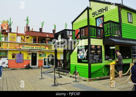 Ristoranti al Fisherman's Wharf a Victoria BC, Canada Foto Stock