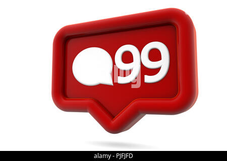Commenti social media icona di notifica 3d rendering isolato Foto Stock