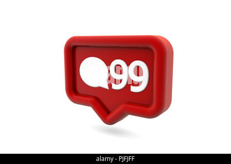 3D rendering di social media icona di notifica commenti rendering 3D Foto Stock