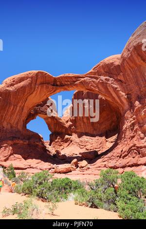 Arches National Park nello Utah, Stati Uniti d'America. Famoso per il doppio arco. Foto Stock