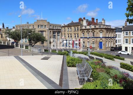 BARNSLEY, Regno Unito - 10 luglio 2016: centro città vista in Barnsley, Regno Unito. Barnsley è una delle principali città di South Yorkshire con una popolazione di 91,297. Foto Stock