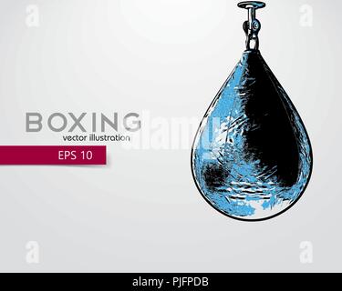 Sacco da boxe silhouette. Sfondo e Testo su uno strato separato, il colore può essere cambiato in un solo clic. Boxer. Il pugilato. Sacco da boxe silhouette Illustrazione Vettoriale