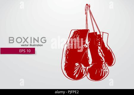 I guantoni silhouette. Sfondo e Testo su uno strato separato, il colore può essere cambiato in un solo clic. Boxer. Il pugilato. Silhouette Boxer Illustrazione Vettoriale