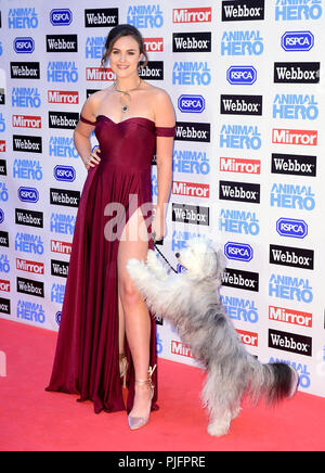 Ashleigh Butler e Sully frequentando l'animale Hero Awards tenutosi presso il Grosvenor House Hotel di Londra. Stampa foto di associazione. Picture Data: giovedì 6 settembre 2018. Foto di credito dovrebbe leggere: Ian West/PA FILO Foto Stock