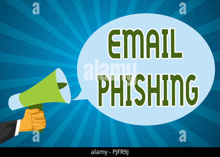 Parola di scrittura di testo e-mail di phishing Il concetto di business per i messaggi di posta elettronica che potrebbero contenere collegamenti a siti web che distribuiscono malware. Foto Stock