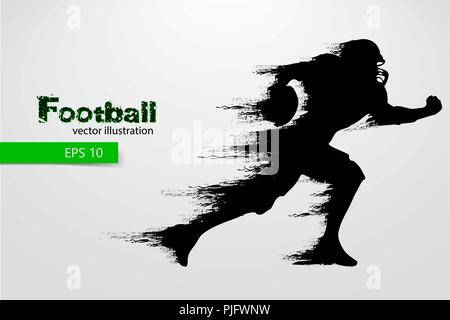 Silhouette di un giocatore di calcio. Sfondo e Testo su uno strato separato, il colore può essere cambiato in un solo clic. Rugby. Football americano. Illustra il vettore Illustrazione Vettoriale