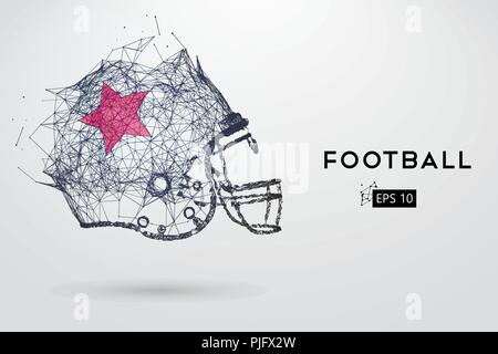 Il Football americano casco in nero. Punti, linee, triangoli, testo, il colore e gli effetti di sfondo su un strati separati, il colore può essere cambiato in un solo clic. Illustrazione Vettoriale