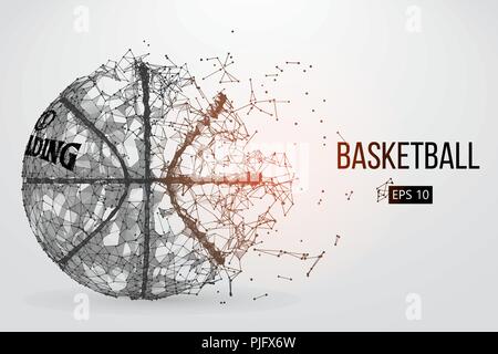 Silhouette di una palla da basket. Punti, linee, triangoli, testo, il colore e gli effetti di sfondo su un strati separati, il colore può essere cambiato in un solo clic. V Illustrazione Vettoriale