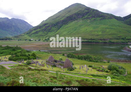 Kintail, St Dubhthac la Chiesa, Clachan Duich sepoltura. John O' semole (Duncansby head) in terre fine. da estremità a estremità trail. Cape Wrath trail. La Scozia. Foto Stock