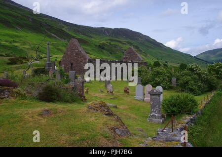 Kintail, St Dubhthac la Chiesa, Clachan Duich sepoltura. John O' semole (Duncansby head) in terre fine. da estremità a estremità trail. Cape Wrath trail. La Scozia. Foto Stock