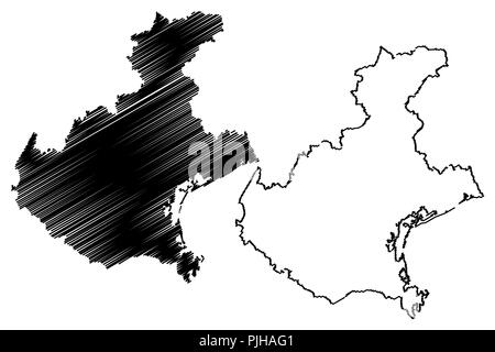 Veneto (regione autonoma dell'Italia) mappa illustrazione vettoriale, scribble sketch Veneto mappa Illustrazione Vettoriale