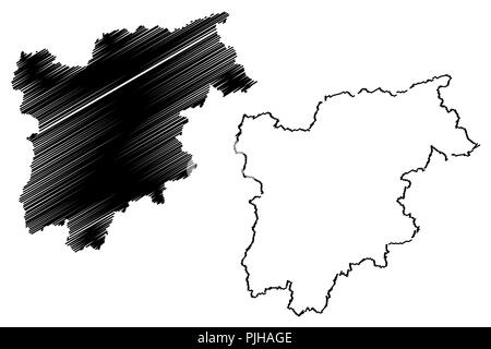 Trentino Alto Adige - Sudtirol (regione autonoma dell'Italia) mappa illustrazione vettoriale, scribble schizzo Trentino Alto Adige mappa Illustrazione Vettoriale