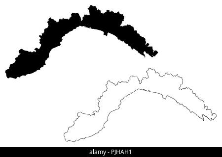 Liguria (regione autonoma dell'Italia) mappa illustrazione vettoriale, scribble schizzo Liguria mappa Illustrazione Vettoriale
